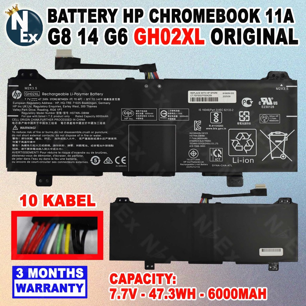 Battery Chromebook 11A G8 11 G8 14 G6 GH02XL ORIGINAL