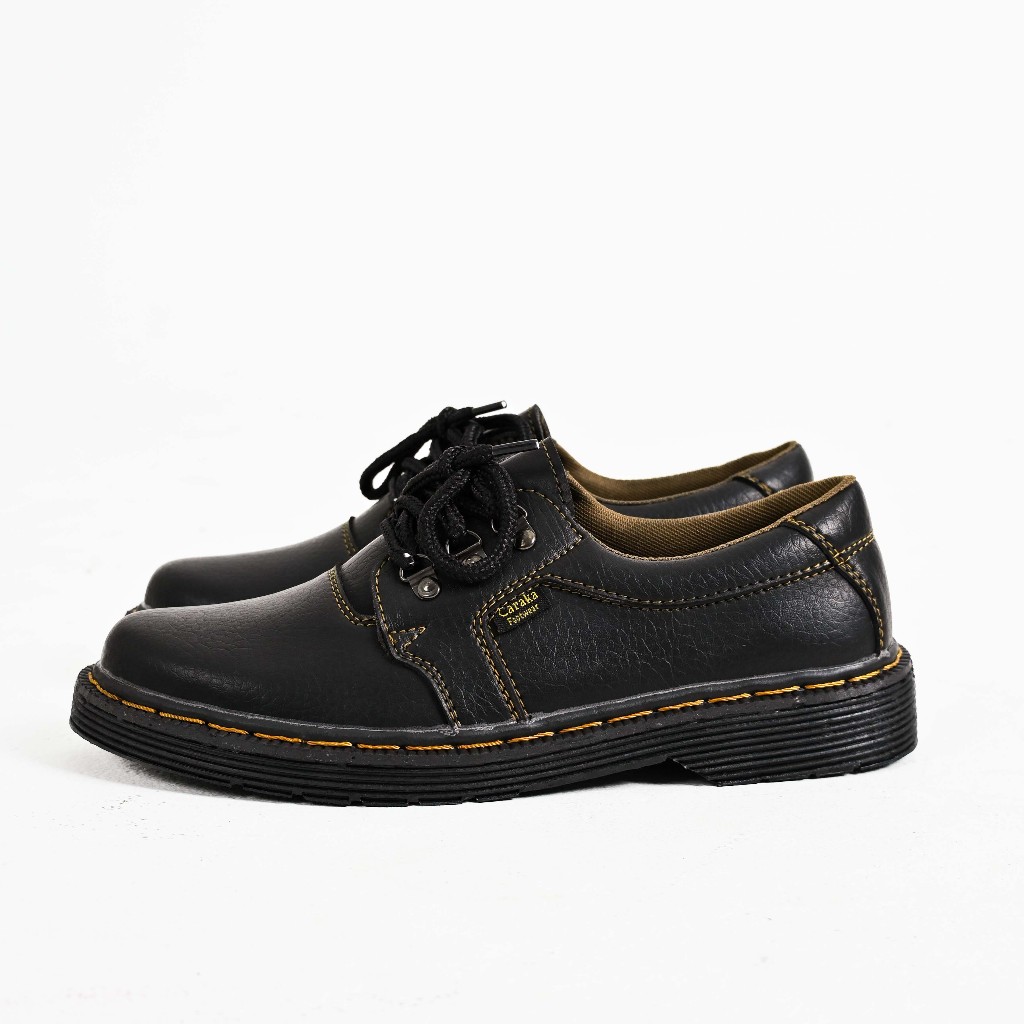 Caraka Footwear Sepatu Low Boots 3 Hole Pria Hitam - Rexa Series
