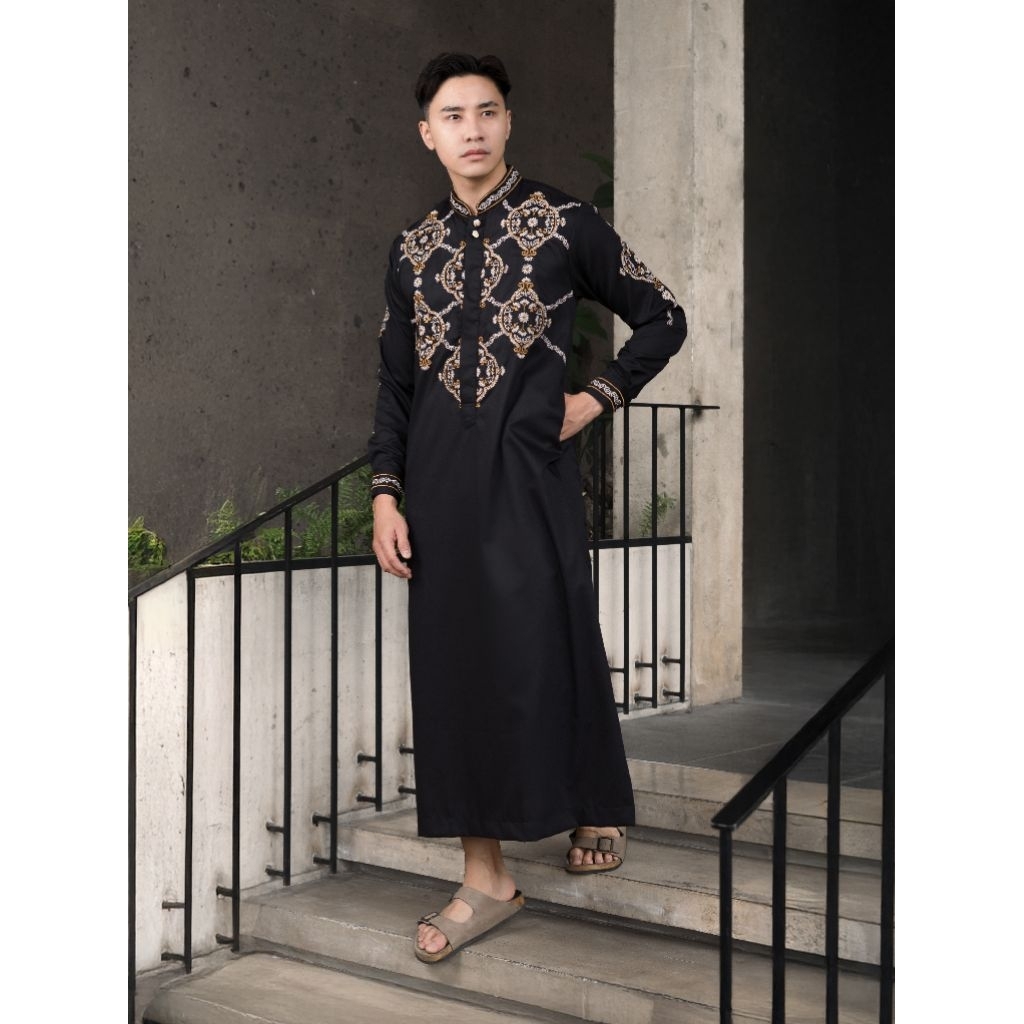 Gamis Bordir Pria NUC.ID Kalifa 01 (Hitam)