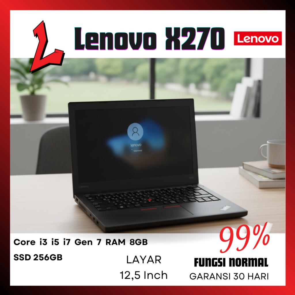 Laptop Lenovo ThinkPad X270 Touchscreen Second / Seken | Core i3 / i5 Gen 7 RAM 8GB SSD 256GB | Lapt