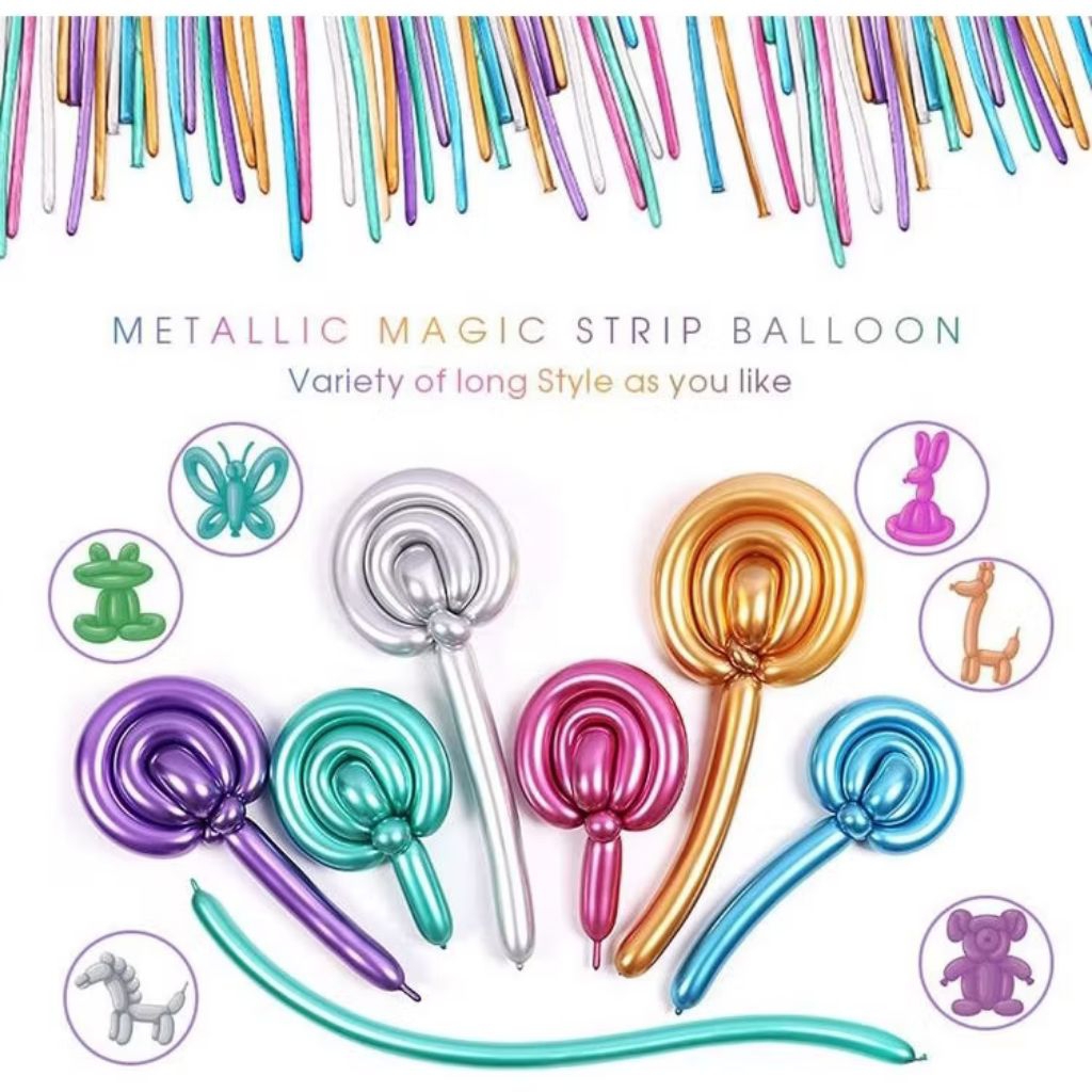 Balon buket twist chrome metalic balon panjang untuk buket balon