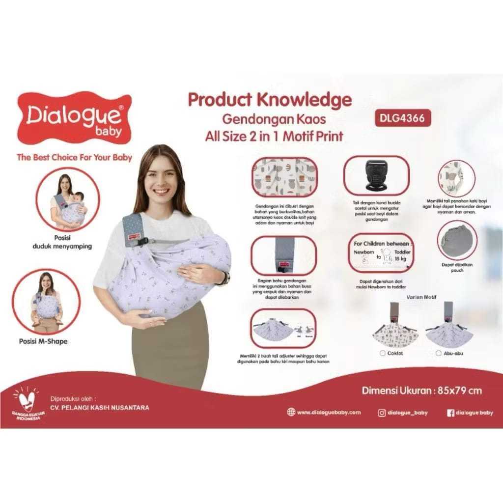 Dialogue Gendongan Kaos All Size 2in1 Motif Print DLG4366 / Gendongan Kaos Samping