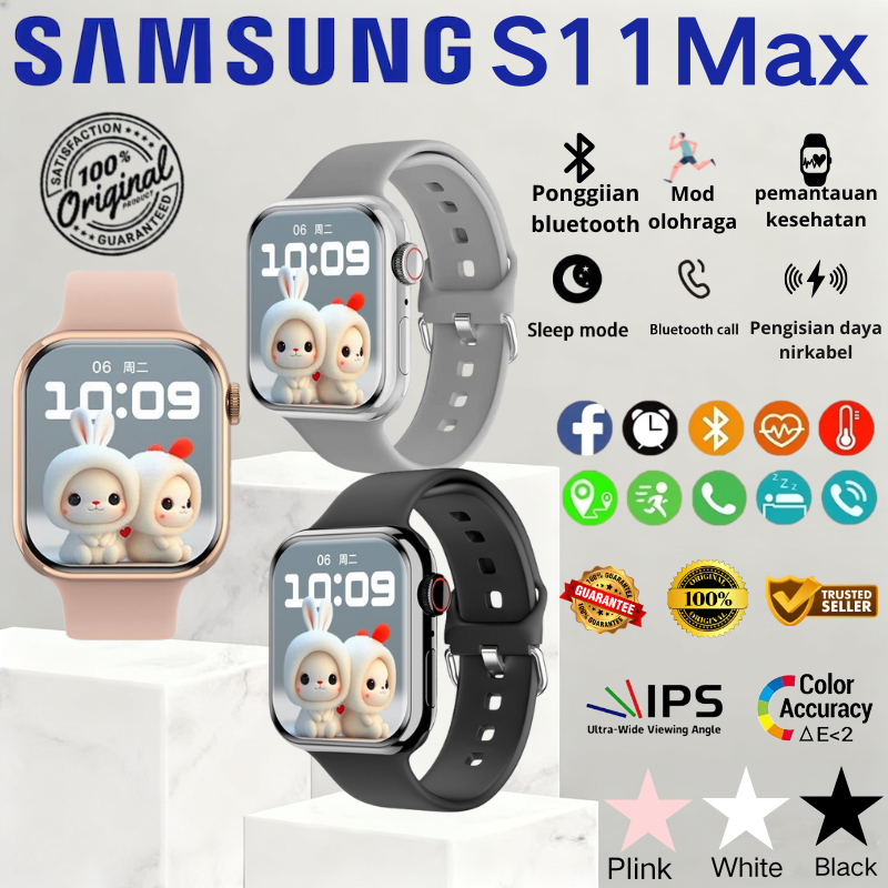 [BARU]SAMSUNG SmartWatch S11 MAX Waterproof Bluetooth Call Jam Smartwatch Wanita Pria Heart Rate Blu
