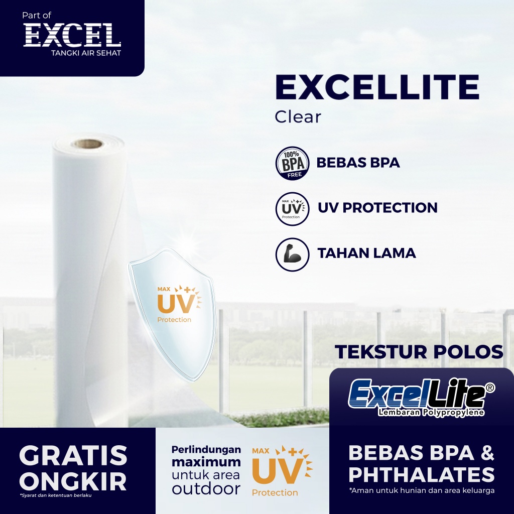Grahaexcel - Excellite - Penutup Pagar Fiber Roll PP - Clear