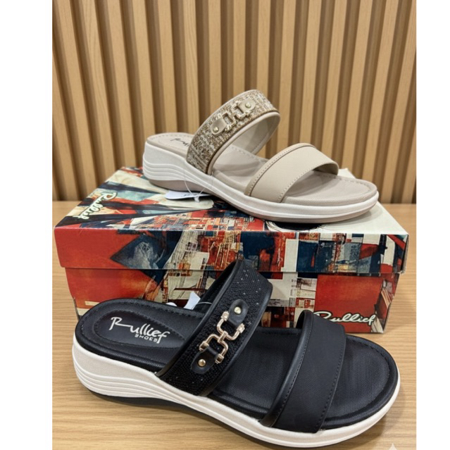 Sandal Wanita Rullief Fbj 777 Hitam Coklat Sandal Slop Wanita Rullief Ibu