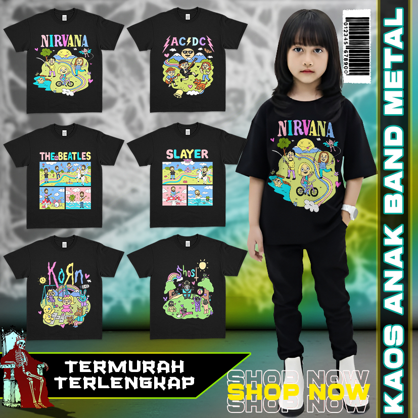 Kaos Anak Unisex Premium Band Slipknot Nirvana usia 2-12 tahun
