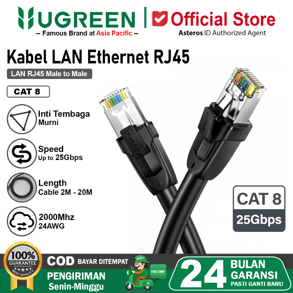 UGREEN Kabel LAN Cat 8 RJ45 Ethernet Network 25Gbps Pure Cord 2M 5M