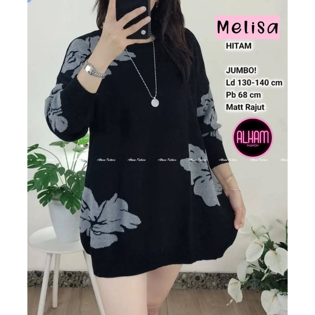 JUMBO LD 130 cm MELISA KAOS RAJUT BAJU WANITA BY ALHAM