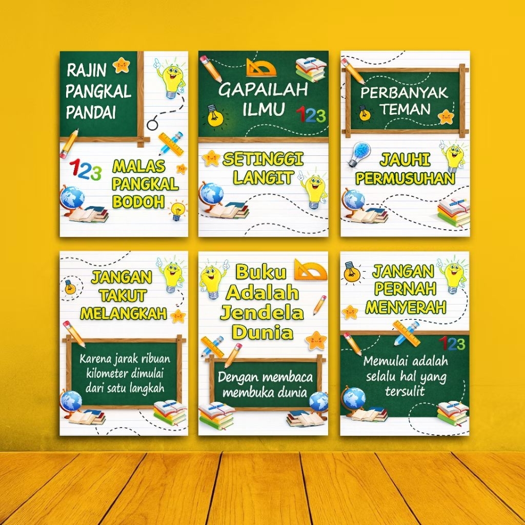 Poster Dinding Sekolah Pajangan Ruang Belajar Hiasan Dinding Quotes Motivasi Kelas