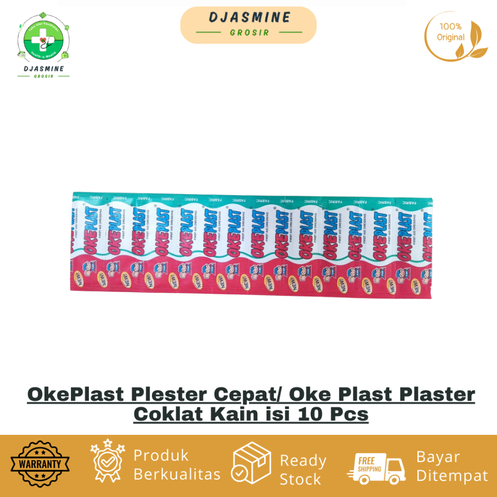 OkePlast Plester Cepat/ Oke Plast Plaster Coklat Kain isi 10 Pcs/ Plester p3k