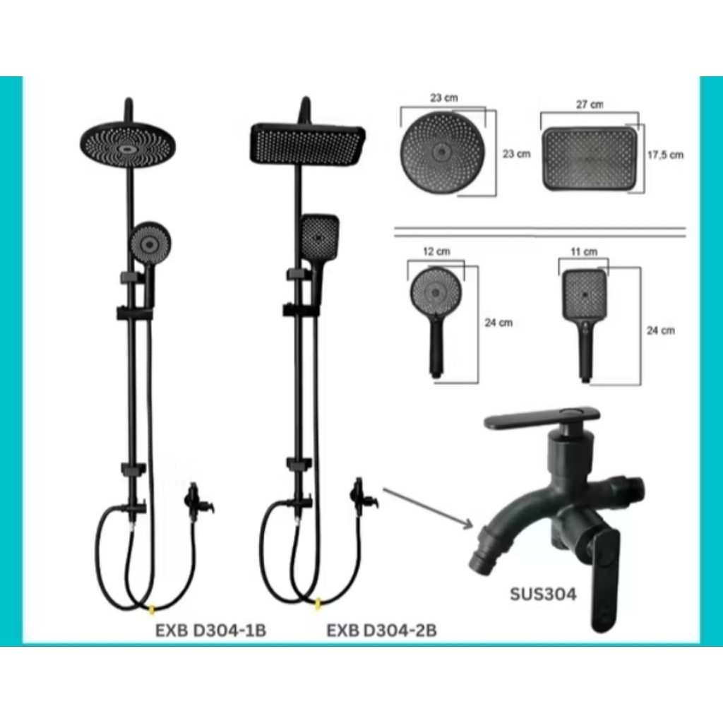Shower tiang satu set hitam dingin saja / Shower mandi hitam set kran / Kran shower kamar mandi hita