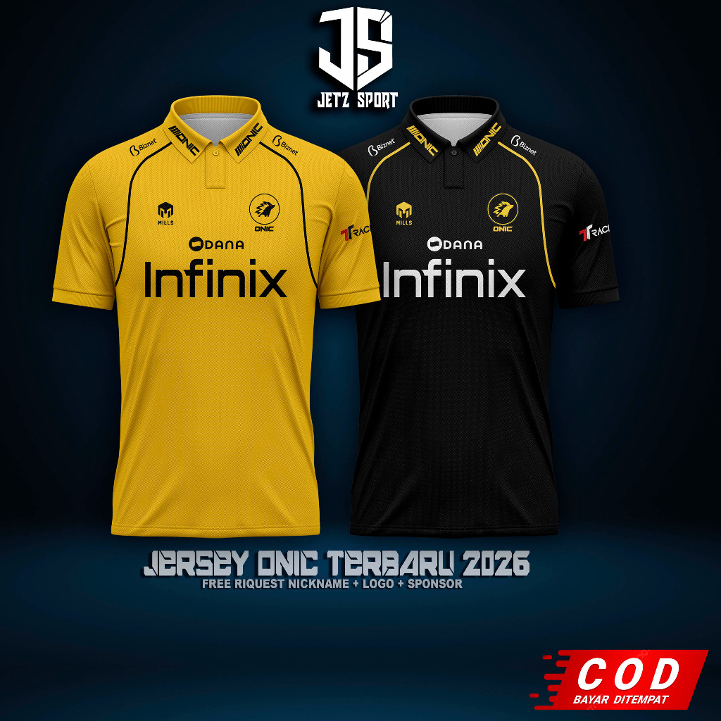 Jersey Kaos Baju ONIC FNATIC ONIC ID ONIC PH terbaru MPL S17 2026 - 2027 terbaru geratis riquest nam