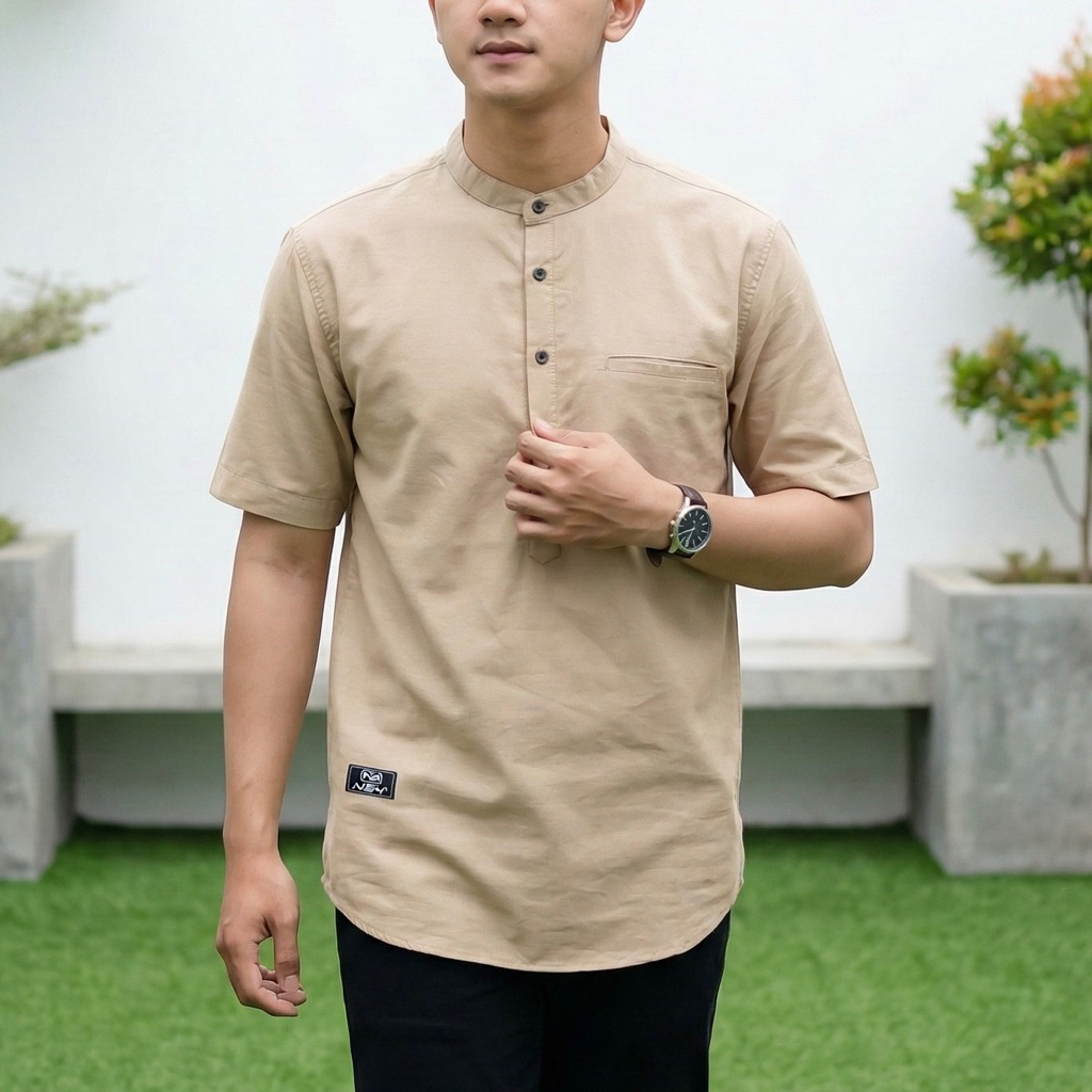 KEMKO/KEMEJA KOKO LENGAN PENDEK POLOS 1/2 KANCING KERAH SANGHAI BY ERKAPE