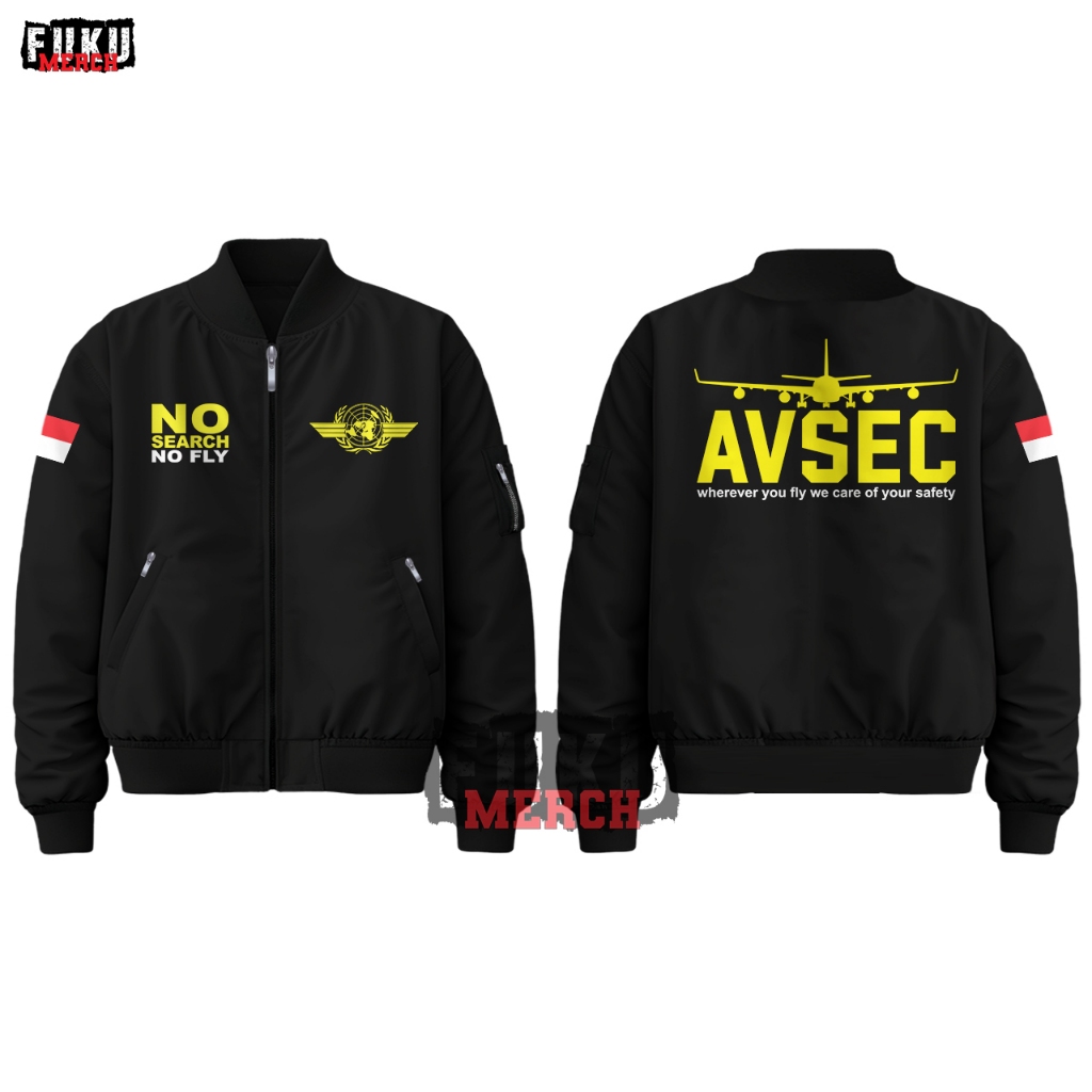 Jaket Bomber Pria Avsec Hitam Taslan