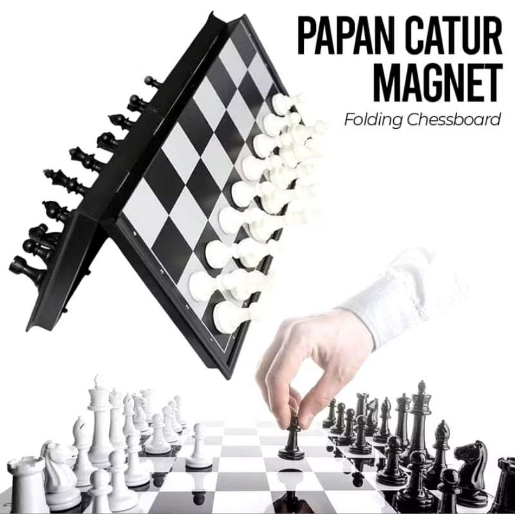 Mainan Catur Magnetic Chess Board 25x25 Papan Catur Magnet Lipat Bidak Kilat