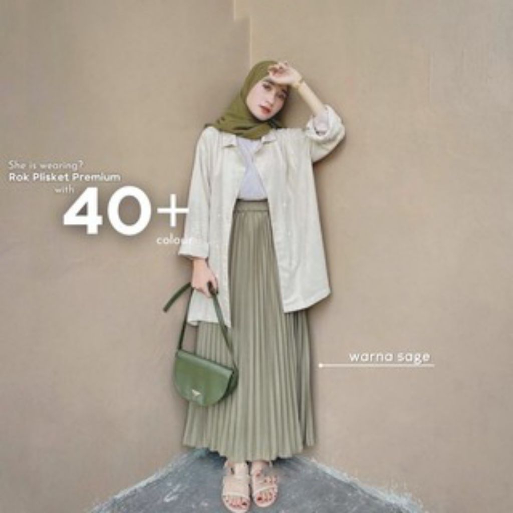 Rok Plisket Premium Jumbo / Rok plisket rempel panjang/rok plisket premium polos panjang/ rok rempel