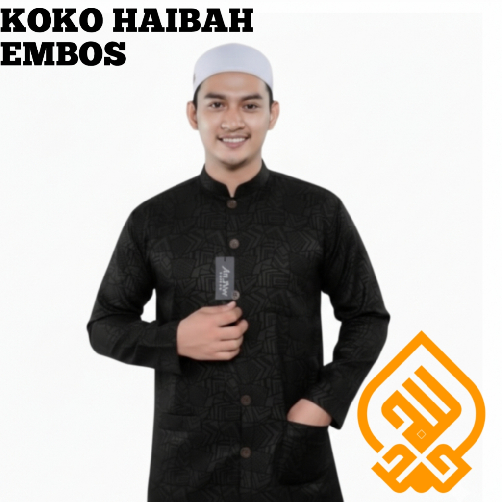 Baju Koko Haibah Embos Pria Dewasa Wolfis annur S-XXXL