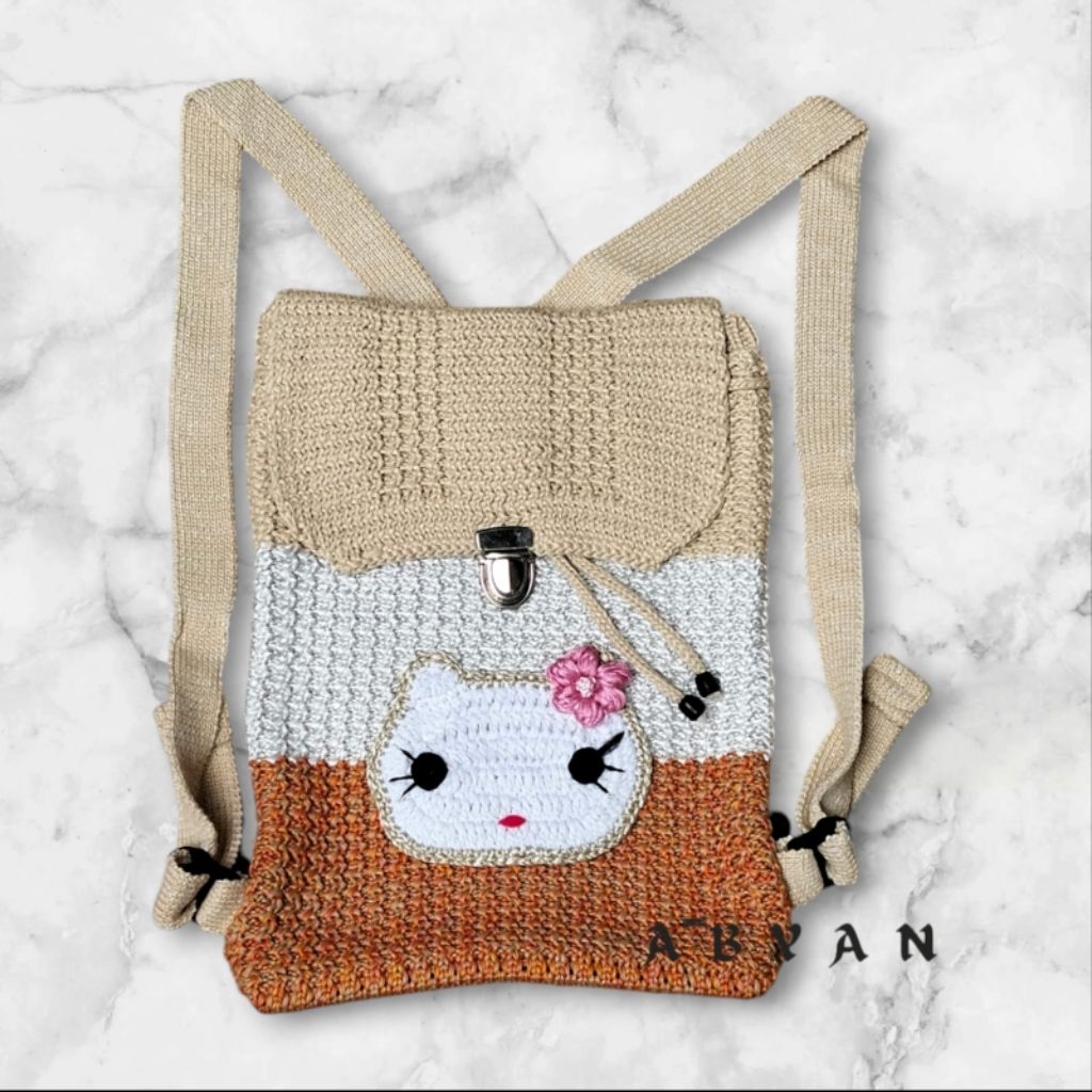 tas ransel wanita dewasa dan anak  bahan rajut premium bahan tebal dan kokok
