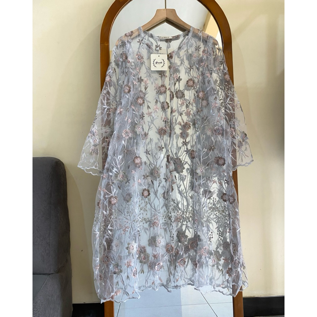 Long outer brokat flower garden / outer brokat panjang / outer motif bunga / Ajmala