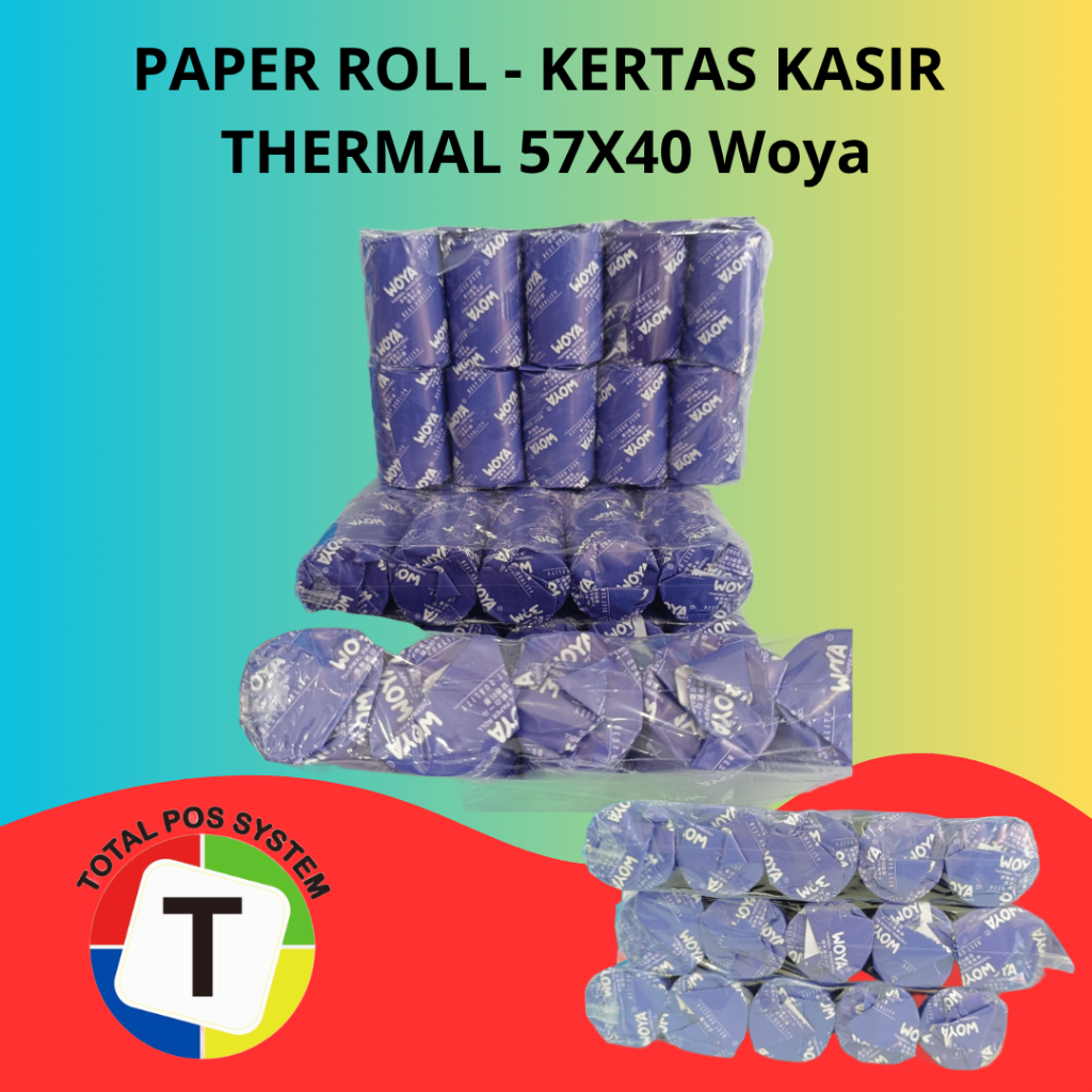 WOYA Kertas Kasir Termal 57x40mm  - Woya Thermal Paper 57x40 Tahan Lama Tidak Mudah Putus - Cocok un