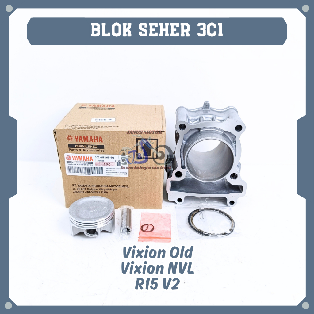 Blok Seher Set Yamaha 3C1 Block Piston Vixion Old Vixion NVL R15 V2 Silinder Boring Kualitas Origina