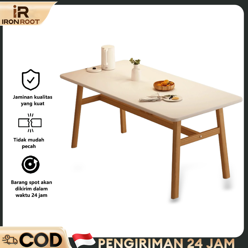 IRONROOT Meja makan kayu solid imitasi 140CM Meja modern sederhana Nordik meja ruang tamu Meja makan