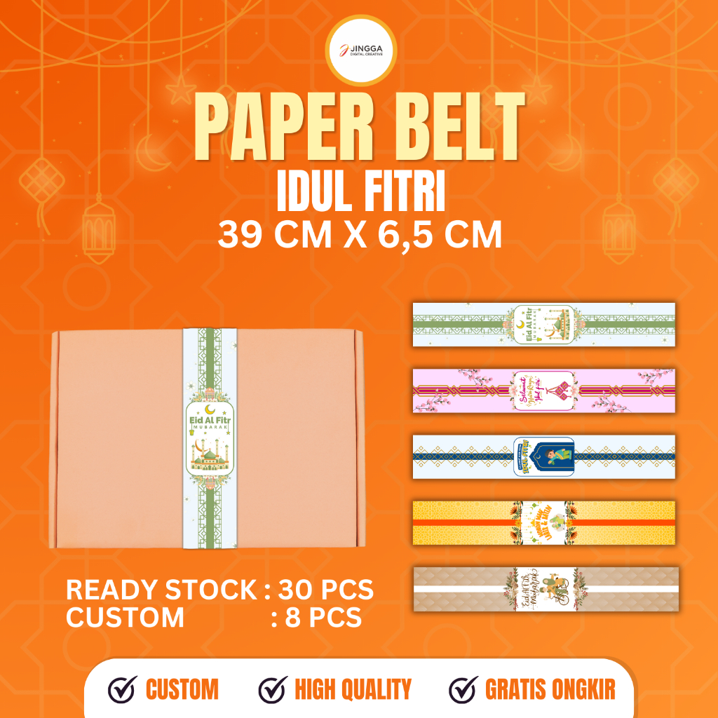 [READY STOCK 30PCS ] Stiker Belt | Stiker Gift hampers Lebaran | Stiker Belt Lebaran | Paper Belt Ke