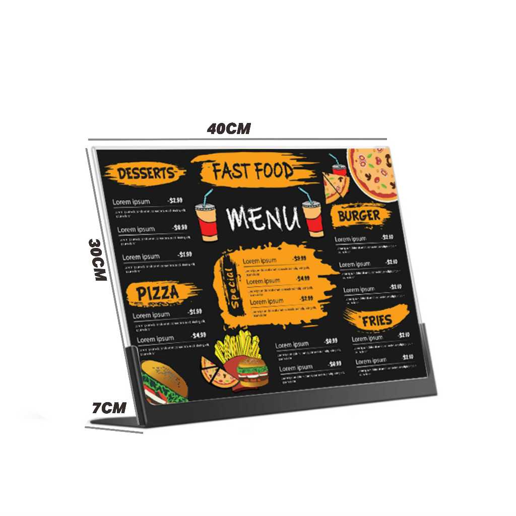 AKRILIK MENU A3 / AKRILIK TABLE SIGN / AKRILIK STAND HOLDER A3