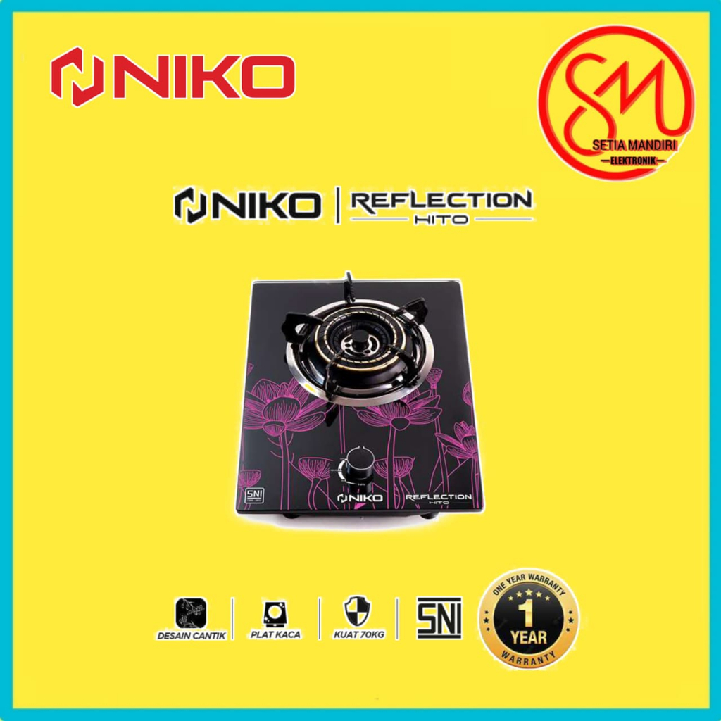 Kompor Gas Kaca 1 Tungku - NIKO Reflection HITO / 2 Tungku Kaca - NIKO Reflection Next Sakura