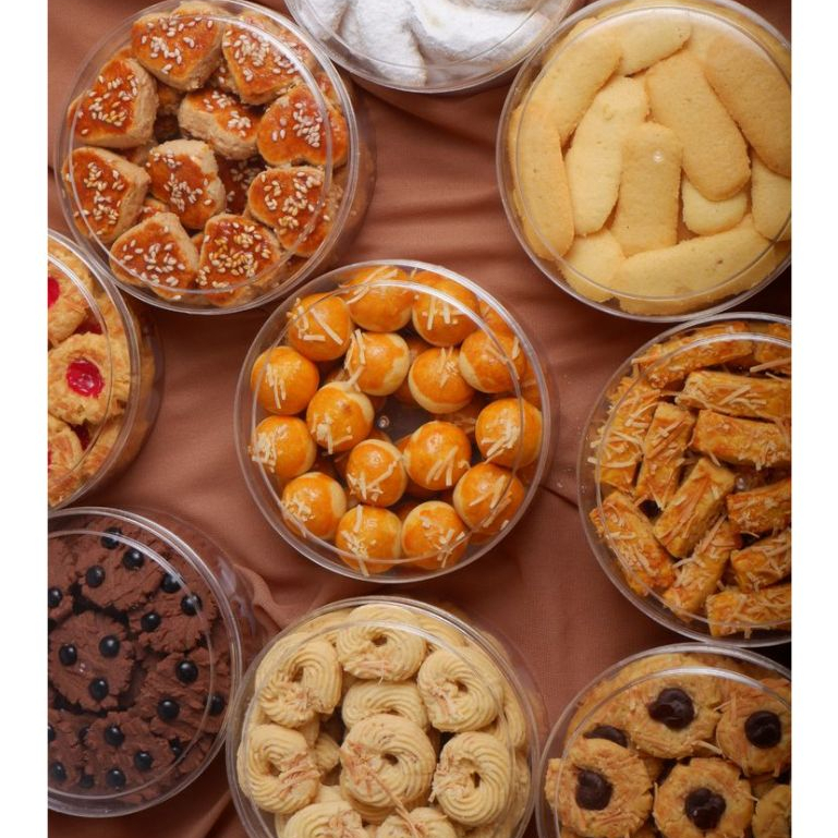 Toples Plastik Mika Bening Bulat TEBAL 12PCS - Kotak Kue Kering Lebaran KCS