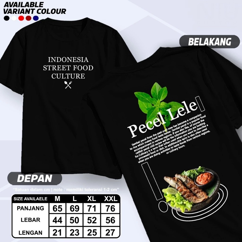 Kaos Indonesia Local Food Series Pecel Lele- kaos Distro motif kata Indonesia Local Food Series Pece