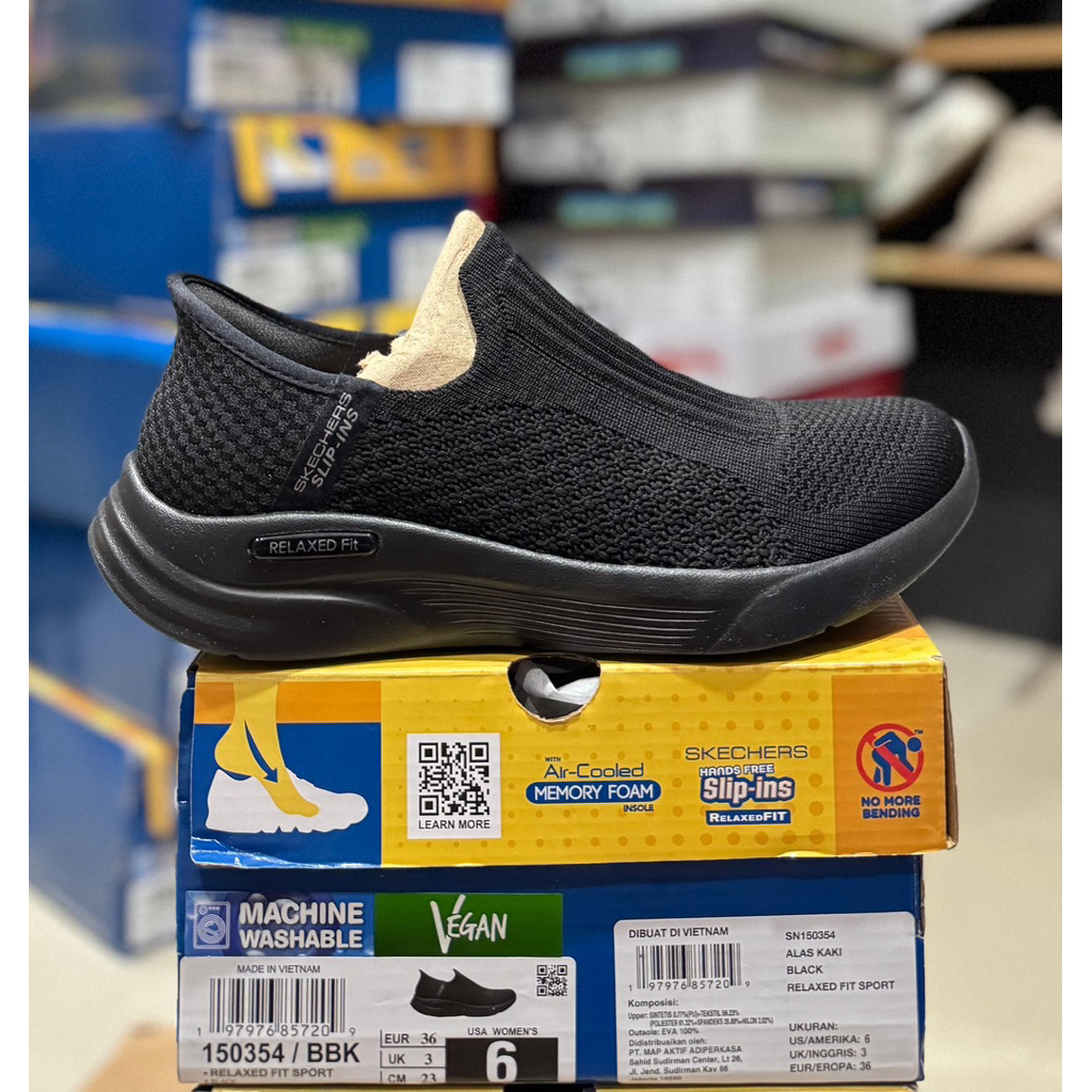 Skechers RELAXED FIT SPORT 150354 BBK Wanita  size  36(23cm)(5) >>  37(24cm)(1) >>  38(25cm)(1) >> 4