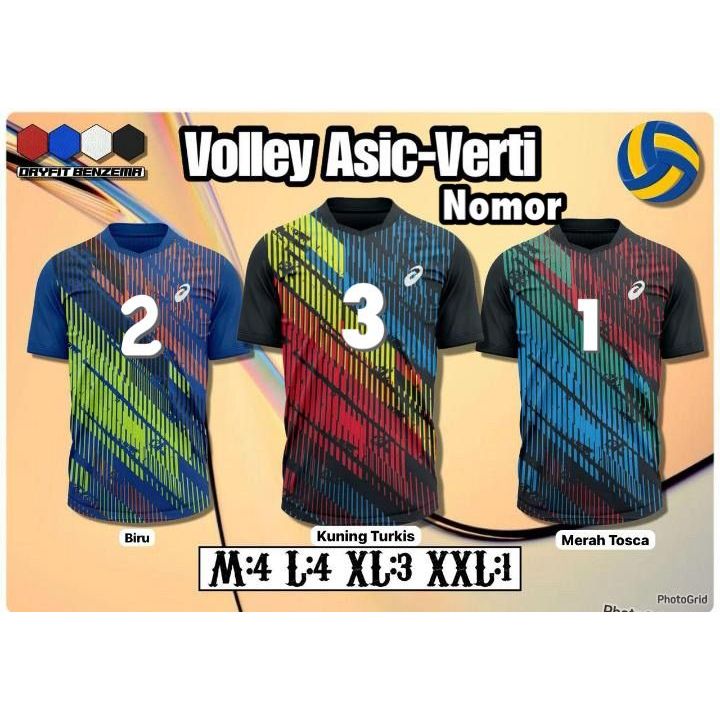 12 PCS - ASIC VERTI NOMOR DADA DAN PUNGGUNG / Kaos Mizuno Volly / Baju Mizuno Volly/ atasan voli nom