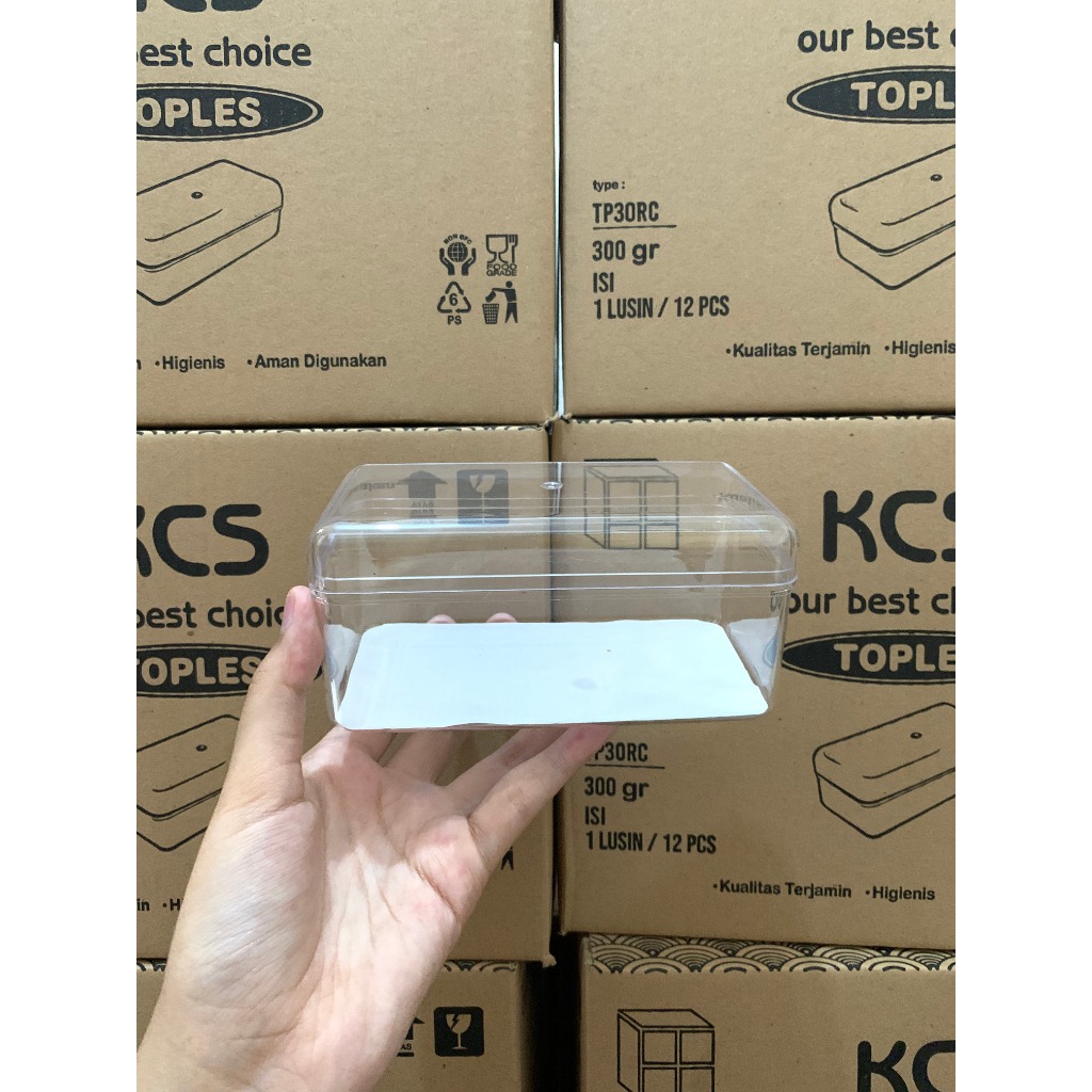 Toples Kue Kering Lebaran Mika Tebal 300 Gram KCS - Persegi Panjang, 12 Pcs  kotak nastar kastengel