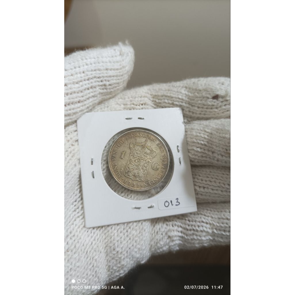 Koin Perak / Silver 72% - 1 Gulden - Wilhelmina - Netherlands East Indies -1929