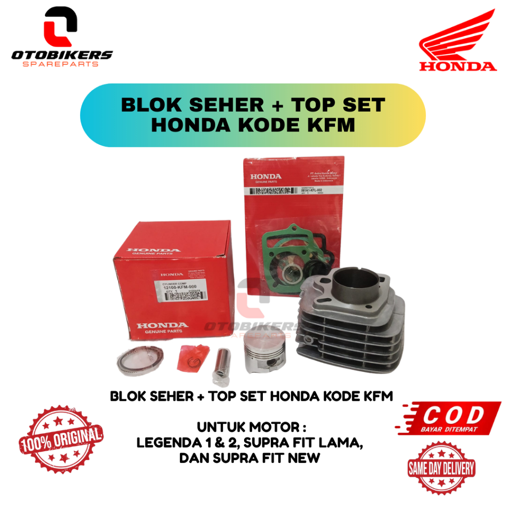 BLOK SEHER + TOP SET KOMPLEK HONDA KFM | HONDA AHM ORIGINAL Legenda 1 & 2, Supra Fit lama,  dan Supr