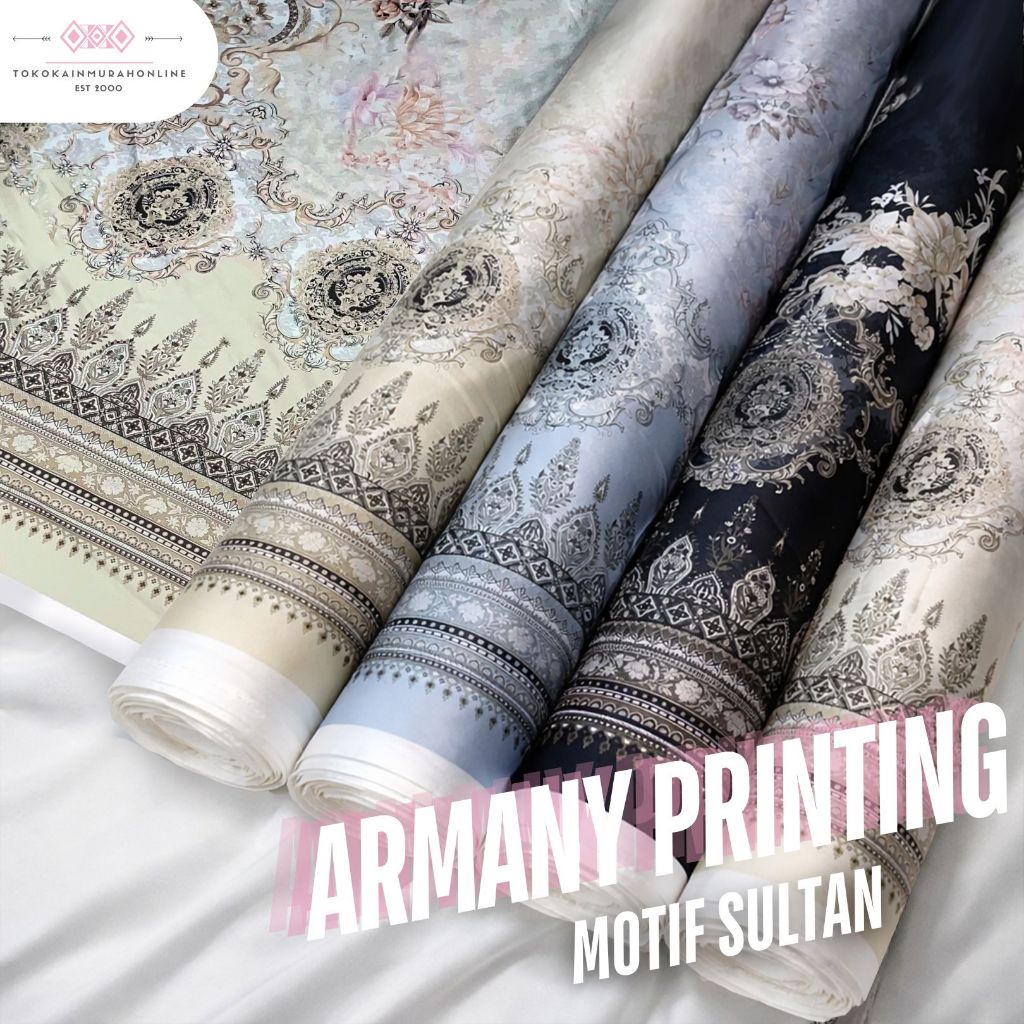 Kain SATIN ARMANY PRINT Motif "SULTAN" Super Silk Premium Satin ARMANI Original 100%