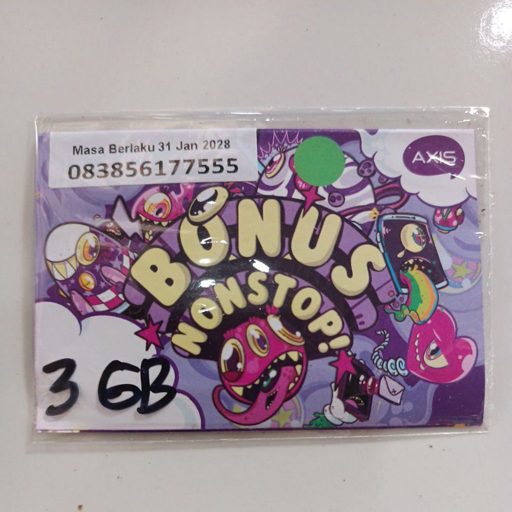 Sp Axis Nomer cantik 3 gb segel exp 2027