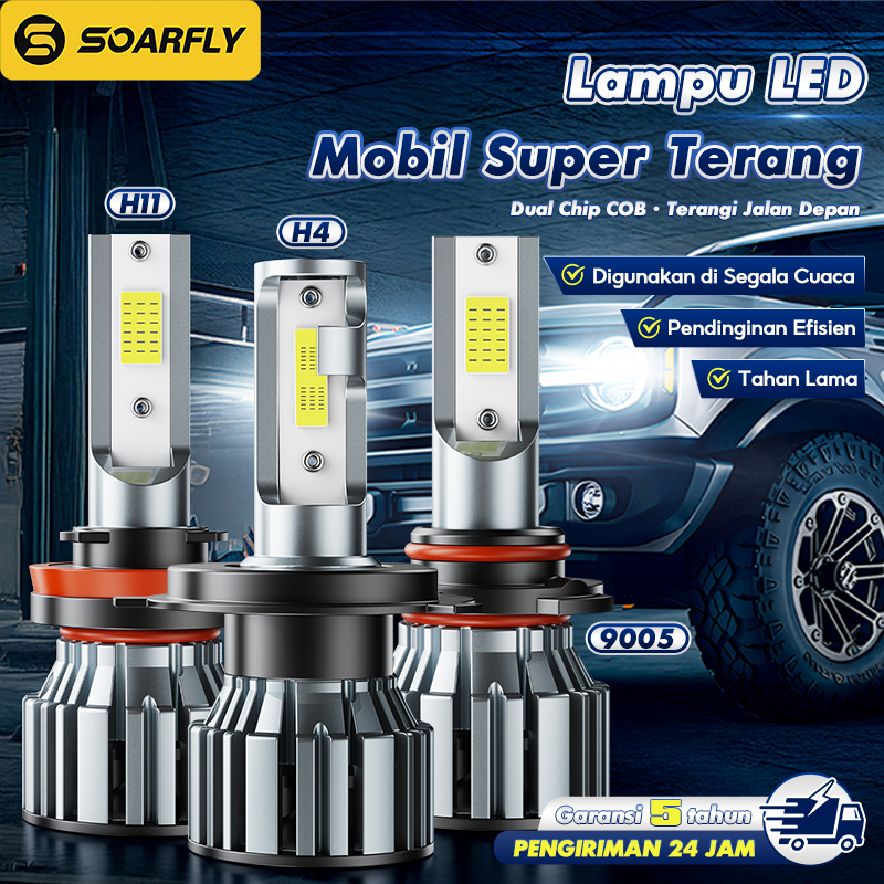 [24 shiping] SOARFLY X7 2Pcs Lampu Led Mobil ORlSuper Terang H4 HB3 H11 H9 H8 160Watt lmport SuperTe
