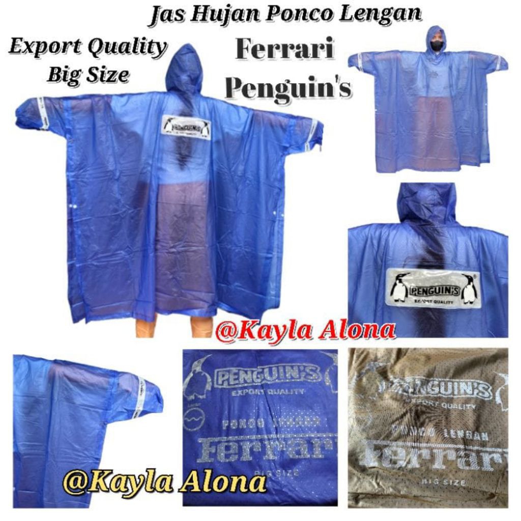 ( Ponco Lengan FERRARI Penguin's ) Jas Hujan Poncho Lengan FERRARI Penguins | Jas Hujan Ponco Lengan