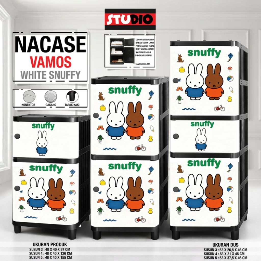 Lemari plastik nacase susun 4 / Nacase susun plastik printing / Nacase Vamos Studio
