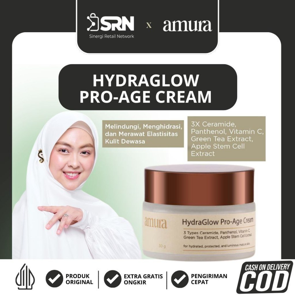 Amura HydraGlow Pro-Age Day Cream 30g | 3X Ceramide Memperkuat Skin Barrier Melembapkan Wajah