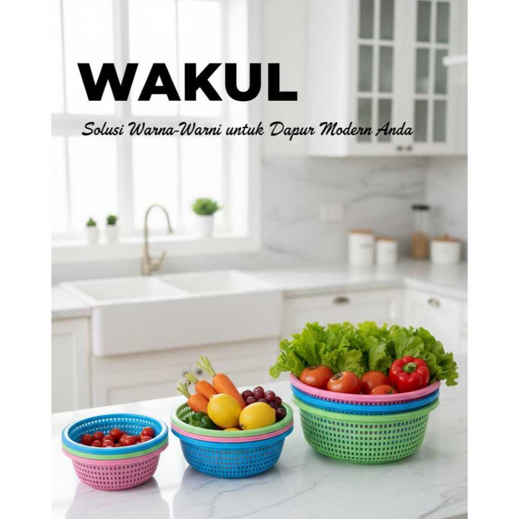WAKUL PLASTIK / BESEK / WAKUL SERBAGUNA / BAKUL BULAT LOBANG / KERANJANG SERBAGUNA / WAKUL WARNA / W