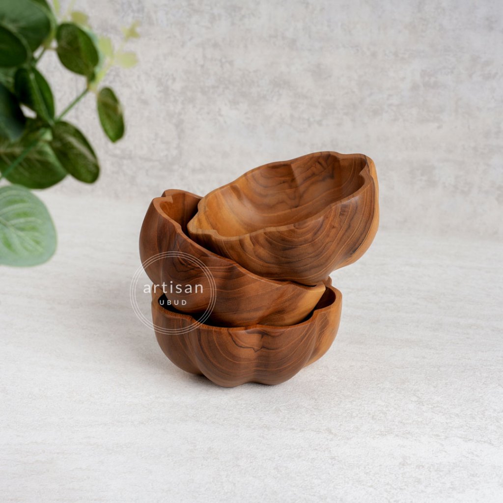 Janavi - Mangkok Kayu Jati /  Mangkok Salad Kayu Jati / Mangkok Smoothie Kayu Jati / Mangkok Snack K