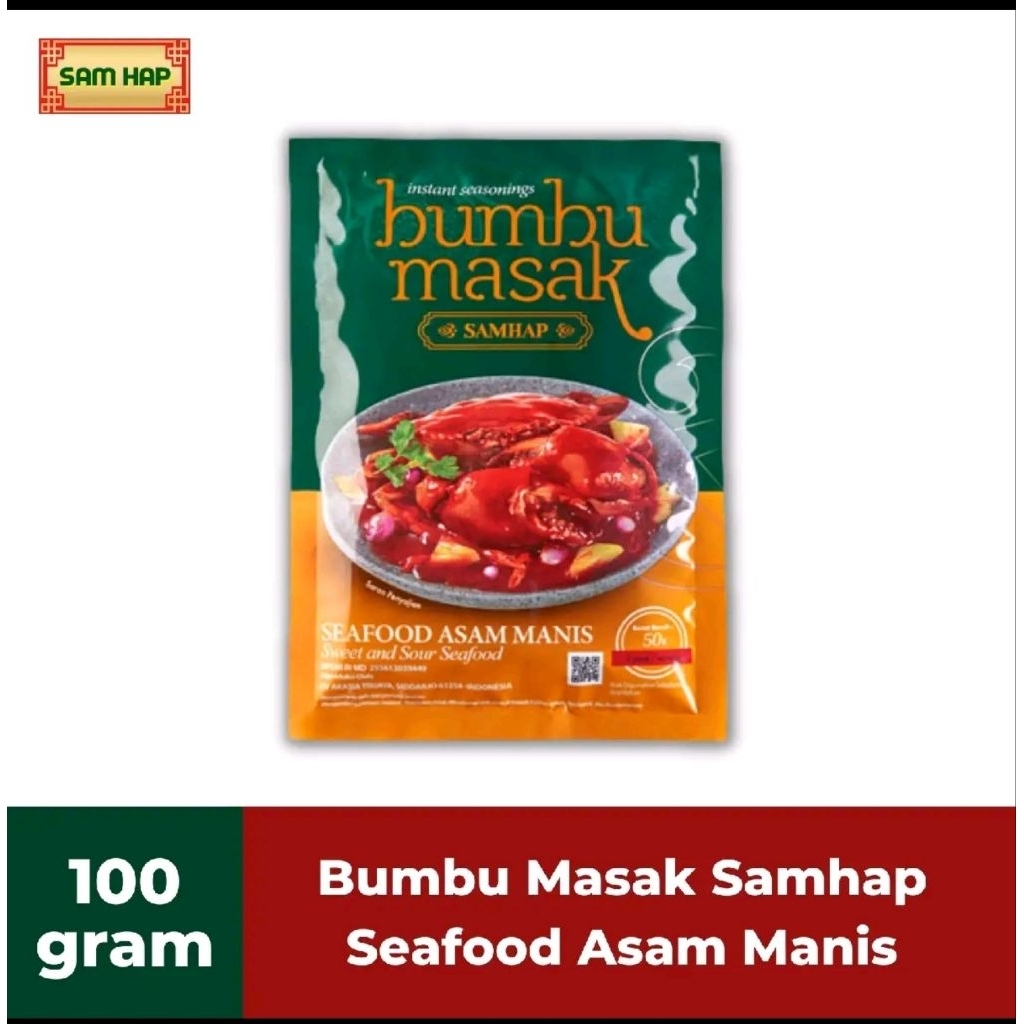 SAMHAP Bumbu Masak Instan Seafood Asam Manis 100gr Cocok untuk Kepiting Udang Cumi Kerang & Tongkol 