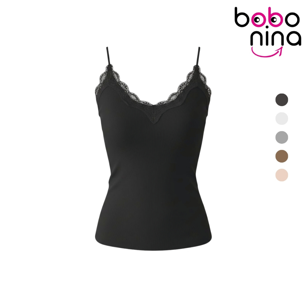 Ninabobo BR228 Tanktop Bra With Cup TankTop Panjang Premium Long Singlet Atasan Wanita Renda Bunga