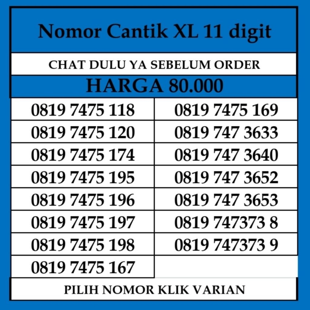 Nomor Cantik Kartu perdana  XL 10 & 11 DIGIT 4G kartu perdana prabayar