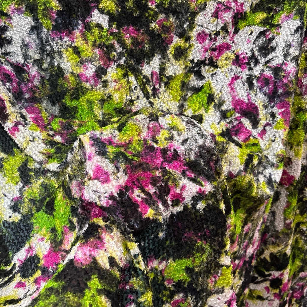 Kain Sifon Rubia Premium Motif Abstract Floral - Bahan Dress & Blouse Tekstur Bulu Mewah frds