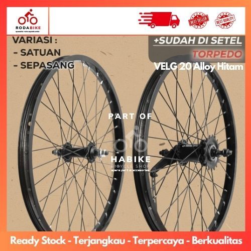 Velg Sepeda Uk 20 Alloy Torpedo Hitam Belakang Dan Depan  Wheelset Terpedo Sepeda BMX 20 HighQuality