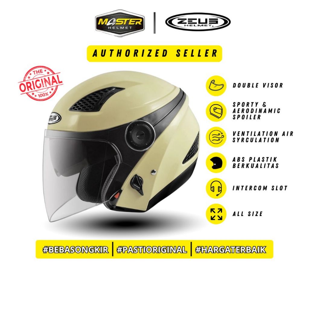 ZEUS ZS 610 SOLID HELM HALF FACE DOUBLE VISOR